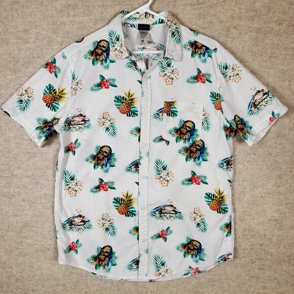 Star Wars Hawaiian Shirt, Chewbacca, Men's Medium Floral All Over Print Casual - Picture 2 of 14